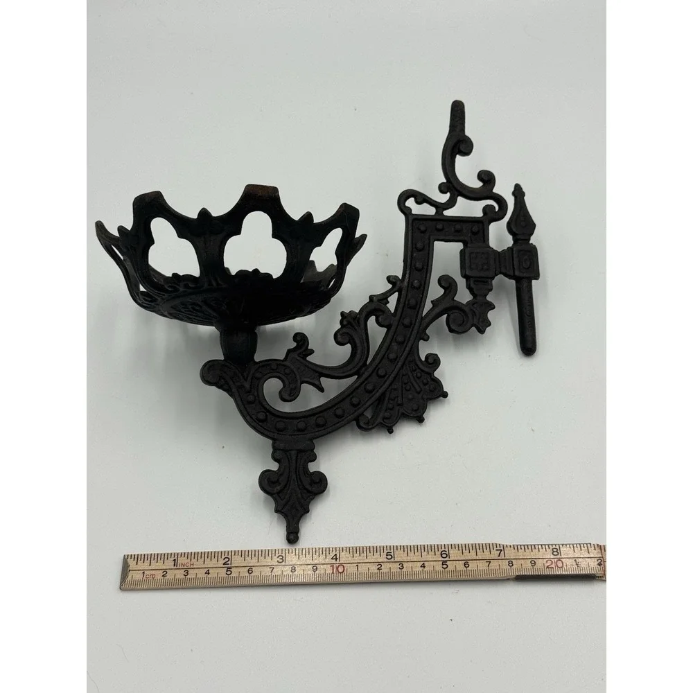 Vintage  Metal Oil Lamp Swing Arm Candle Holder Wall Sconce